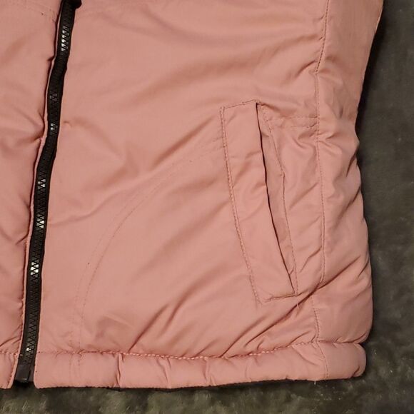 WOMANS puffer VEST REVERSIBLE PINK/BROWN M COZY WARM - Picture 5 of 5